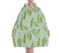Poadnly I piselli verdi lasciano il blu,Felpa con cappuccio oversize da donna, felpa con cappuccio, coperta in flanella
