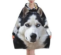 Poadnly Il bel muso dell'husky è un cane divertente,Felpa con cappuccio oversize da donna, felpa con cappuccio, coperta in flanella