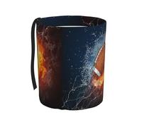 Poadnly Il football americano nel fuoco e nell'acqua,Cestino per auto, cestino per rifiuti da appendere, resistente all'acqua, ideale per campeggio e viaggi.