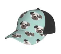 Poadnly Illustrazione di Un Cucciolo di Carlino Blu, Modello per Bambini,Cappellino da Baseball Regolabile, Classico, da papà, da Camionista