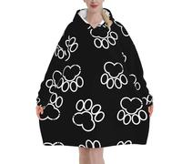 Poadnly Impronta di zampe nere,Felpa con cappuccio oversize da donna, felpa con cappuccio, coperta in flanella