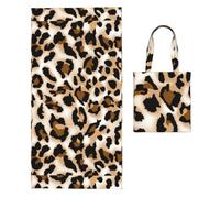 Poadnly Leopardo Ghepardo Amore per i leopardi, Borsa porta asciugamani pieghevole 2 in 1, asciugamani da spiaggia con borsa per viaggi, vacanze e campeggio