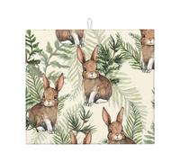 Poadnly Lepre dietro la foglia, Tappetini scolapiatti assorbenti, Tappetino scolapiatti per il bancone della cucina 41x46 cm