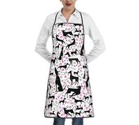 Poadnly Levrieri e cuore di zampa, Grembiuli da cucina con tasche, grembiule da cuoco impermeabile regolabile
