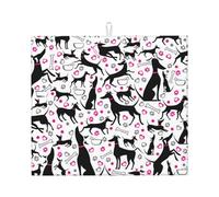 Poadnly Levrieri e cuore di zampa, Tappetini scolapiatti assorbenti, Tappetino scolapiatti per il bancone della cucina 41x46 cm