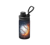 Poadnly L'immagine di una palla da baseball nell'acqua e nel fuoco,Bottiglia d'acqua termica da 12 once, tazza da caffè in acciaio inossidabile, borraccia