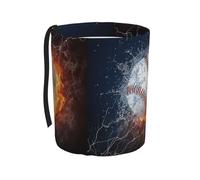 Poadnly L'immagine di una palla da baseball nell'acqua e nel fuoco,Cestino per auto, cestino per rifiuti da appendere, resistente all'acqua, ideale per campeggio e viaggi.