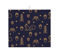 Poadnly Linea Woods And Squirrels in stile blu, Tappetini scolapiatti assorbenti, Tappetino scolapiatti per il bancone della cucina 41x46 cm
