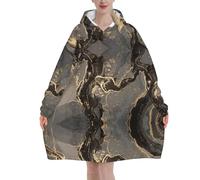 Poadnly Lussuoso marmo nero oro,Felpa con cappuccio oversize da donna, felpa con cappuccio, coperta in flanella