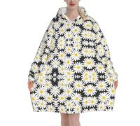 Poadnly Margherita bianca nera,Felpa con cappuccio oversize da donna, felpa con cappuccio, coperta in flanella