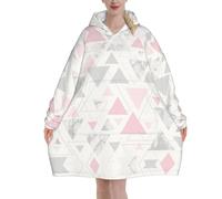 Poadnly Marmo geometrico triangolare rosa grigio argento,Felpa con cappuccio oversize da donna, felpa con cappuccio, coperta in flanella
