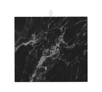 Poadnly Marmo nero di lusso, superficie liscia della roccia scura, Tappetini scolapiatti assorbenti, Tappetino scolapiatti per il bancone della cucina 41x46 cm