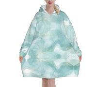 Poadnly Marmo verde menta pastello,Felpa con cappuccio oversize da donna, felpa con cappuccio, coperta in flanella
