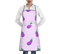 Poadnly Melanzane Verdura Frutta, Grembiuli da cucina con tasche, grembiule da cuoco impermeabile regolabile