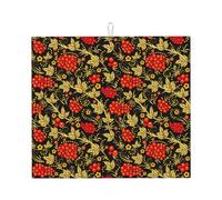 Poadnly Mirtillo rosso russo tradizionale, Tappetini scolapiatti assorbenti, Tappetino scolapiatti per il bancone della cucina 41x46 cm