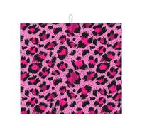 Poadnly Moda e bellezza di lusso con leopardo rosa, Tappetini scolapiatti assorbenti, Tappetino scolapiatti per il bancone della cucina 41x46 cm