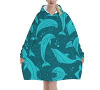Poadnly Modello dei delfini,Felpa con cappuccio oversize da donna, felpa con cappuccio, coperta in flanella