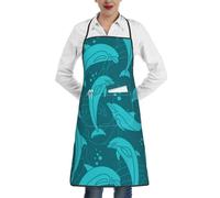 Poadnly Modello dei delfini, Grembiuli da cucina con tasche, grembiule da cuoco impermeabile regolabile