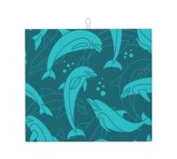 Poadnly Modello dei delfini, Tappetini scolapiatti assorbenti, Tappetino scolapiatti per il bancone della cucina 41x46 cm