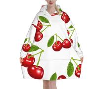 Poadnly Modello di ciliegia,Felpa con cappuccio oversize da donna, felpa con cappuccio, coperta in flanella