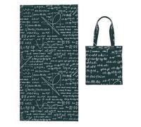 Poadnly Modello di formule matematiche scritte a mano, Borsa porta asciugamani pieghevole 2 in 1, asciugamani da spiaggia con borsa per viaggi, vacanze e campeggio