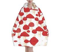 Poadnly Modello di funghi rossi amanita muscaria,Felpa con cappuccio oversize da donna, felpa con cappuccio, coperta in flanella