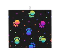 Poadnly Modello di impronta di zampa arcobaleno animale, Tappetini scolapiatti assorbenti, Tappetino scolapiatti per il bancone della cucina 41x46 cm