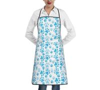 Poadnly Modello di impronta di zampa di cane blu, Grembiuli da cucina con tasche, grembiule da cuoco impermeabile regolabile
