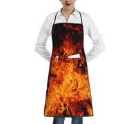 Poadnly Modello di progettazione fuoco brucia, Grembiuli da cucina con tasche, grembiule da cuoco impermeabile regolabile