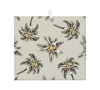 Poadnly Modello senza cuciture con H e stella alpina colorata disegnata, Tappetini scolapiatti assorbenti, Tappetino scolapiatti per il bancone della cucina 41x46 cm