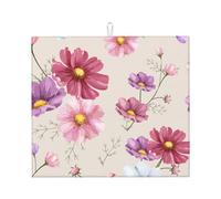 Poadnly Motivo floreale cosmo disegnato a mano, Tappetini scolapiatti assorbenti, Tappetino scolapiatti per il bancone della cucina 41x46 cm