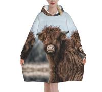 Poadnly Mucca delle Highlands, fauna selvatica scozzese,Felpa con cappuccio oversize da donna, felpa con cappuccio, coperta in flanella