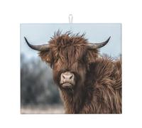 Poadnly Mucca delle Highlands, fauna selvatica scozzese, Tappetini scolapiatti assorbenti, Tappetino scolapiatti per il bancone della cucina 41x46 cm