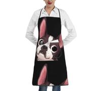 Poadnly Natura del Boston Terrier, Grembiuli da cucina con tasche, grembiule da cuoco impermeabile regolabile