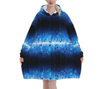 Poadnly Nota musicale blu,Felpa con cappuccio oversize da donna, felpa con cappuccio, coperta in flanella