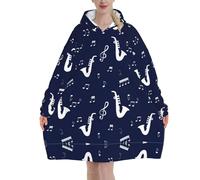 Poadnly Note musicali Sassofoni,Felpa con cappuccio oversize da donna, felpa con cappuccio, coperta in flanella