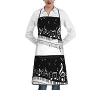 Poadnly Note musicali volanti Tasti del pianoforte musicali, Grembiuli da cucina con tasche, grembiule da cuoco impermeabile regolabile