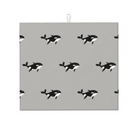Poadnly Orca balena modello senza cuciture stile cartone animato, Tappetini scolapiatti assorbenti, Tappetino scolapiatti per il bancone della cucina 41x46 cm