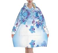 Poadnly Orchidee Fiori Naturali,Felpa con cappuccio oversize da donna, felpa con cappuccio, coperta in flanella