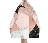 Poadnly Oro rosa glitterato marmo bianco nero geometrico,Felpa con cappuccio oversize da donna, felpa con cappuccio, coperta in flanella