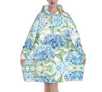 Poadnly Ortensia acquerello stampato,Felpa con cappuccio oversize da donna, felpa con cappuccio, coperta in flanella