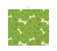 Poadnly Ossa di zampa di cane verde, Tappetini scolapiatti assorbenti, Tappetino scolapiatti per il bancone della cucina 41x46 cm
