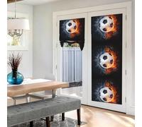 Poadnly Pallone da calcio sull'acqua infuocata, 1 pannello di tende oscuranti autoadesive in stile francese per camera da letto e cucina, 66 x 175 cm