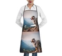 Poadnly Pastore australiano Montagne Aussie Pets Cani, Grembiuli da cucina con tasche, grembiule da cuoco impermeabile regolabile