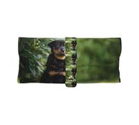 Poadnly Pastore francese Beauceron cucciolo nero carino, Custodia morbida per occhiali, custodia portatile per occhiali, custodia antigraffio per occhiali