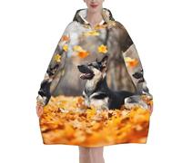 Poadnly Pastore tedesco e foglie che cadono,Felpa con cappuccio oversize da donna, felpa con cappuccio, coperta in flanella