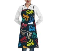 Poadnly Pattini colorati e luminosi, Grembiuli da cucina con tasche, grembiule da cuoco impermeabile regolabile