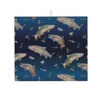 Poadnly Pesci che nuotano su pile sfumato, Tappetini scolapiatti assorbenti, Tappetino scolapiatti per il bancone della cucina 41x46 cm