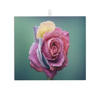 Poadnly Pianta di petali di rosa colorati Romance, Tappetini scolapiatti assorbenti, Tappetino scolapiatti per il bancone della cucina 41x46 cm