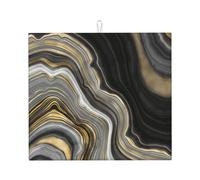 Poadnly Pietra preziosa moderna in agata nera e oro, Tappetini scolapiatti assorbenti, Tappetino scolapiatti per il bancone della cucina 41x46 cm